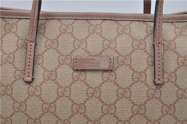 Authentic GUCCI 2Way Shoulder Hand Bag GG PVC Leather 353440 Beige Pink 3676F
