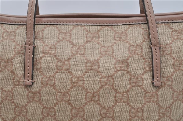 Authentic GUCCI 2Way Shoulder Hand Bag GG PVC Leather 353440 Beige Pink 3676F