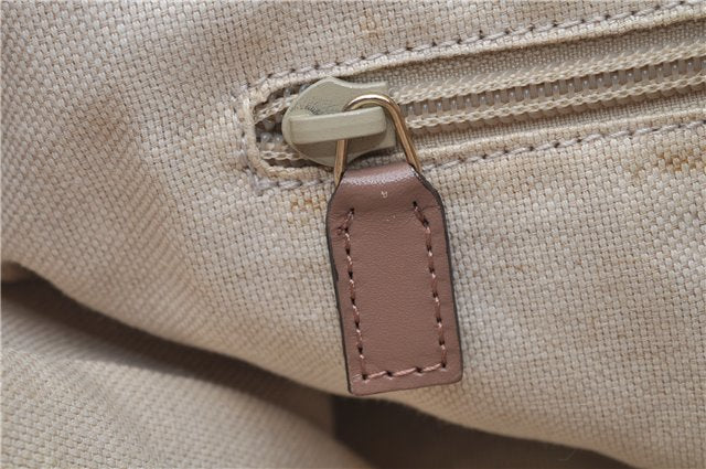 Authentic GUCCI 2Way Shoulder Hand Bag GG PVC Leather 353440 Beige Pink 3676F