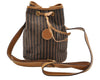 Authentic FENDI Pequin Drawstring Shoulder Bag PVC Leather Brown Junk 3682I