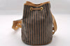 Authentic FENDI Pequin Drawstring Shoulder Bag PVC Leather Brown Junk 3682I