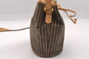 Authentic FENDI Pequin Drawstring Shoulder Bag PVC Leather Brown Junk 3682I