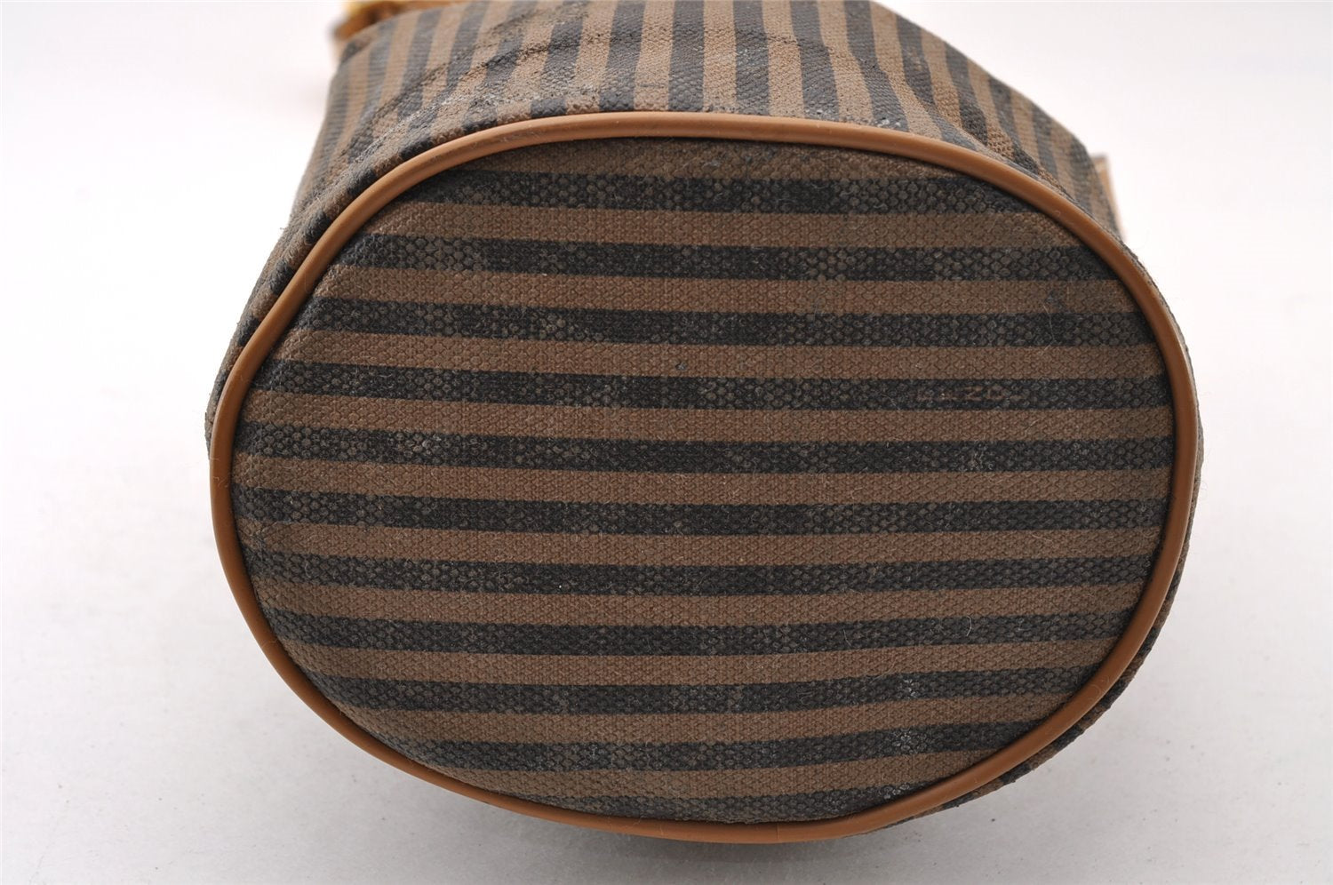 Authentic FENDI Pequin Drawstring Shoulder Bag PVC Leather Brown Junk 3682I