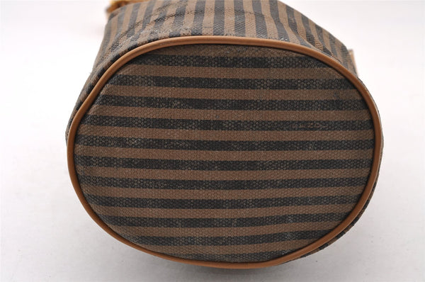 Authentic FENDI Pequin Drawstring Shoulder Bag PVC Leather Brown Junk 3682I