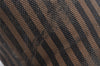 Authentic FENDI Pequin Drawstring Shoulder Bag PVC Leather Brown Junk 3682I