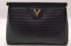 Authentic VALENTINO Vintage Clutch Hand Bag Purse Leather Black 3685I