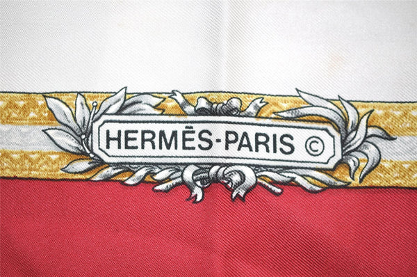 Authentic HERMES Carre 90 Scarf "LE LAISSER COURRE" Silk Bordeaux Red 3688I