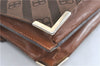 Authentic BALENCIAGA BB Monogram Shoulder Cross Bag Canvas Leather Brown 3691C