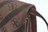 Authentic BALENCIAGA BB Monogram Shoulder Cross Bag Canvas Leather Brown 3691C