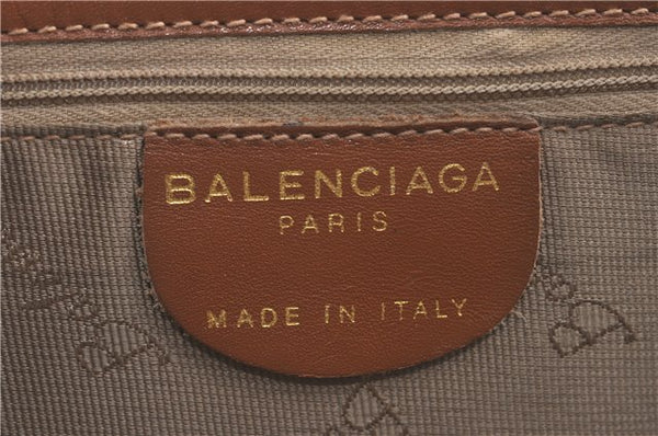 Authentic BALENCIAGA BB Monogram Shoulder Cross Bag Canvas Leather Brown 3691C