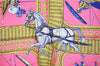 Authentic HERMES Carre 90 Scarf "VOITURES PANIERS" Silk Pink 3691F