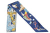 Authentic HERMES Twilly Scarf "Sur Mon Nuage" Silk Blue 3691I