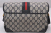 Authentic GUCCI Sherry Line Shoulder Cross Bag GG PVC Leather Navy Blue 3694I