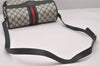 Authentic GUCCI Sherry Line Shoulder Cross Bag GG PVC Leather Navy Blue 3694I