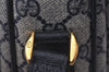 Authentic GUCCI Sherry Line Shoulder Cross Bag GG PVC Leather Navy Blue 3694I