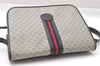 Authentic GUCCI Micro GG PVC Leather Shoulder Cross Body Bag Navy Blue 3696I