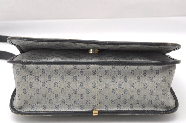 Authentic GUCCI Micro GG PVC Leather Shoulder Cross Body Bag Navy Blue 3696I