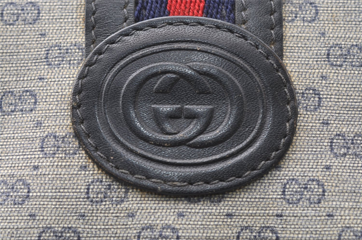 Authentic GUCCI Micro GG PVC Leather Shoulder Cross Body Bag Navy Blue 3696I