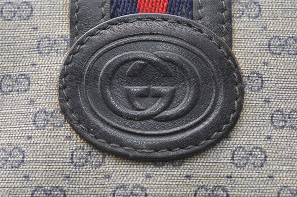 Authentic GUCCI Micro GG PVC Leather Shoulder Cross Body Bag Navy Blue 3696I