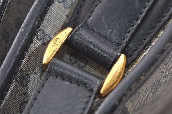 Authentic GUCCI Micro GG PVC Leather Shoulder Cross Body Bag Navy Blue 3696I