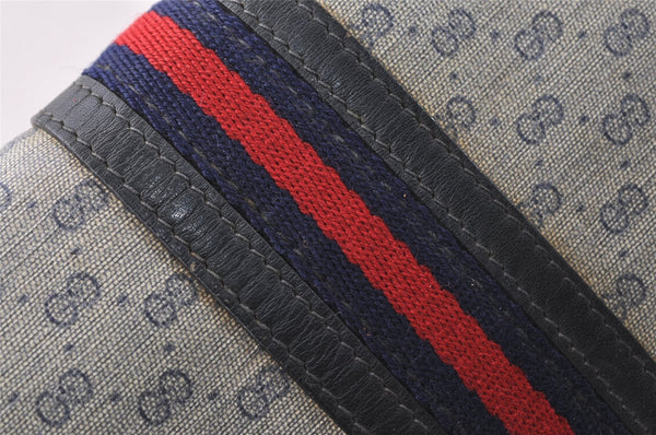 Authentic GUCCI Micro GG PVC Leather Shoulder Cross Body Bag Navy Blue 3696I