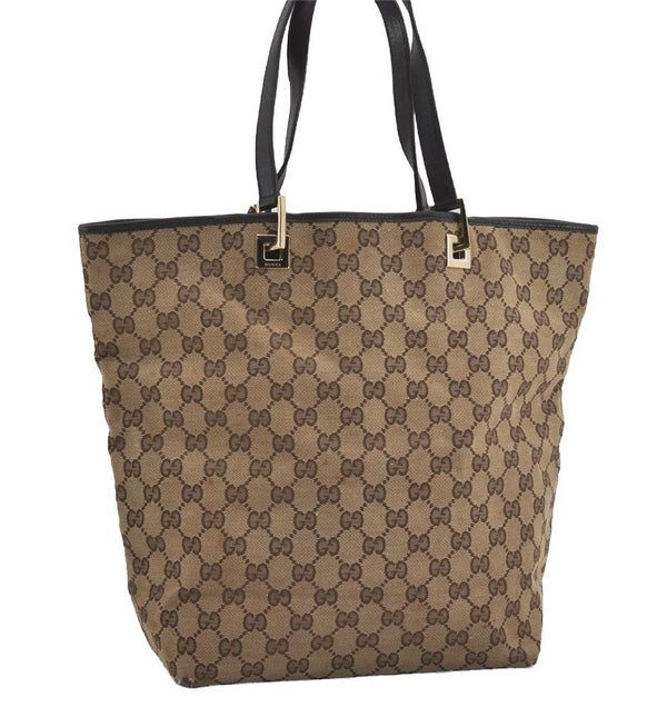 Authentic GUCCI Vintage Shoulder Tote Bag GG Canvas Leather 0021098 Brown 3697I