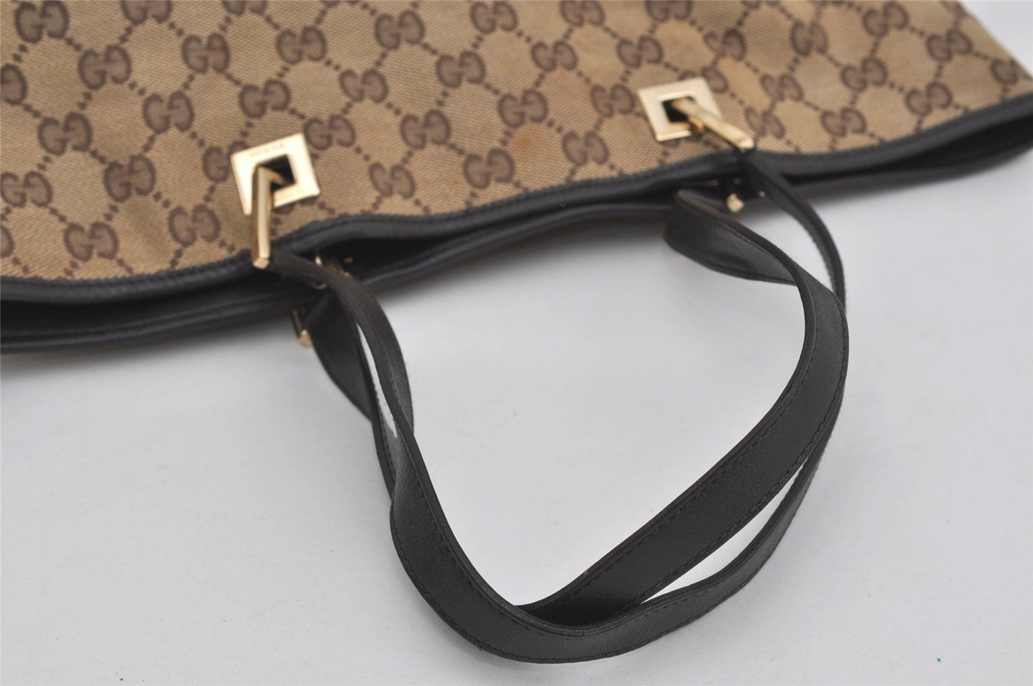 Authentic GUCCI Vintage Shoulder Tote Bag GG Canvas Leather 0021098 Brown 3697I