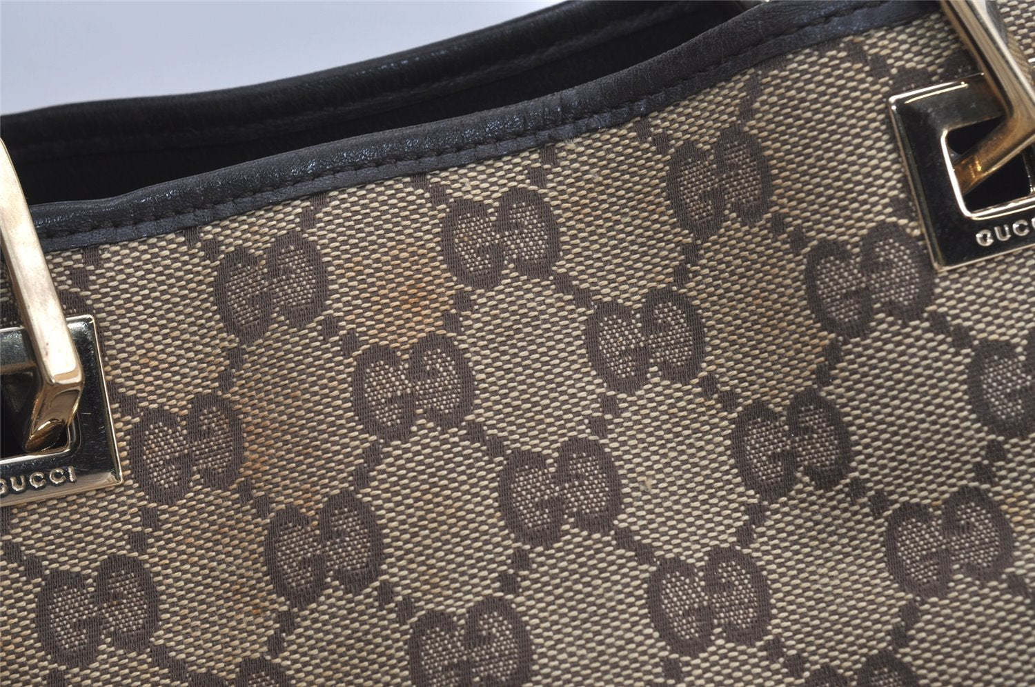 Authentic GUCCI Vintage Shoulder Tote Bag GG Canvas Leather 0021098 Brown 3697I