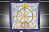 Authentic HERMES Carre 90 Scarf "vive le vent" Silk Blue Box 3698F