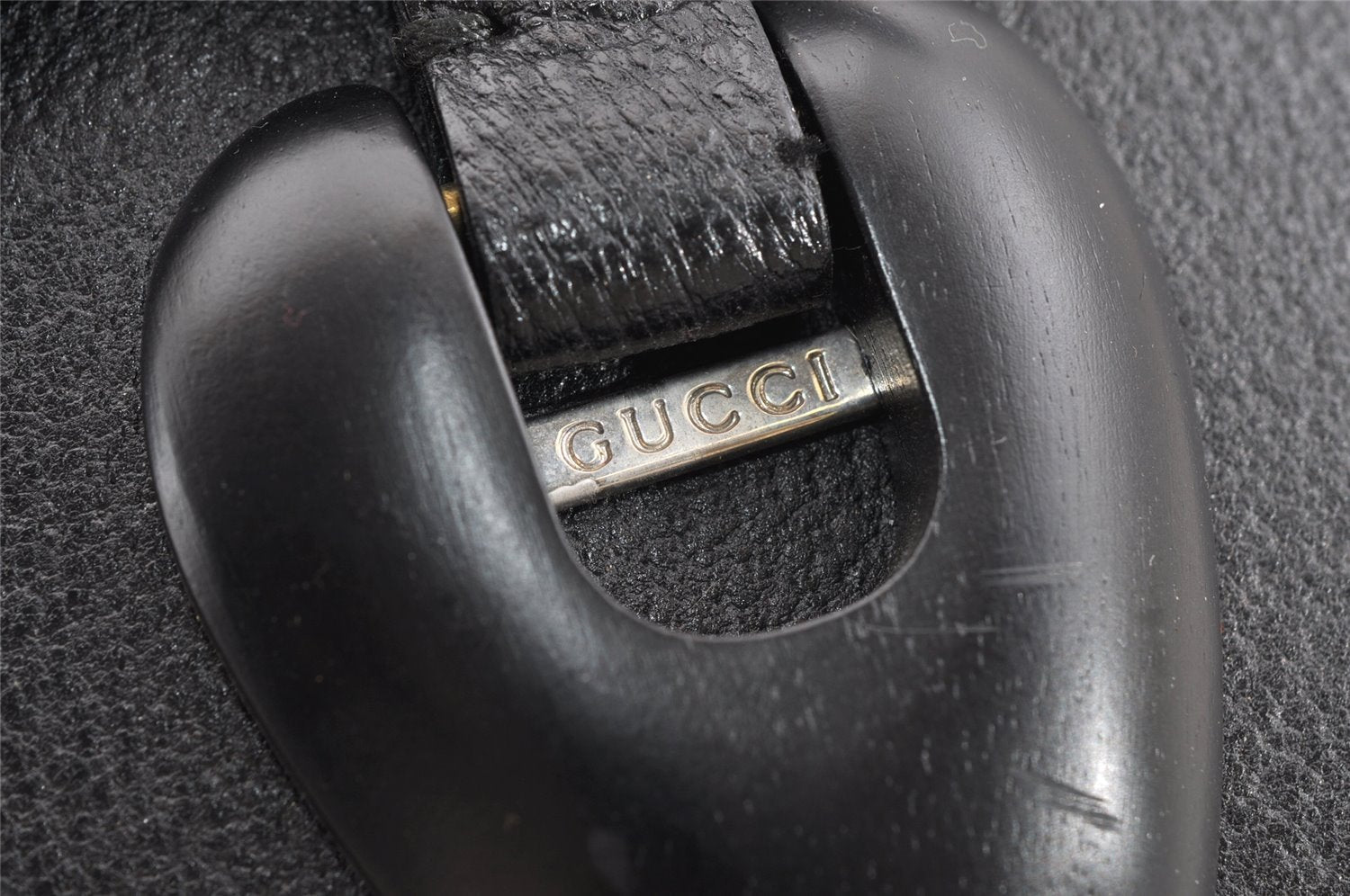 Authentic GUCCI Vintage Shoulder Tote Bag Purse Leather Black 3698I