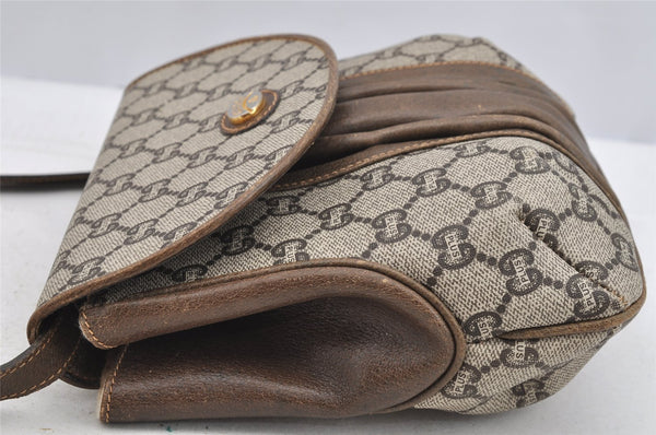 Authentic GUCCI GG Plus Shoulder Cross Body Bag PVC Leather Brown Junk 3699I