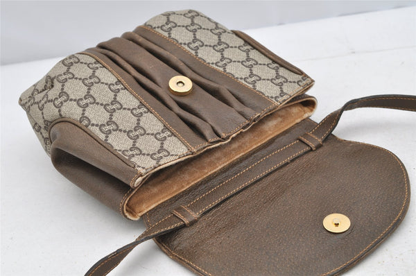 Authentic GUCCI GG Plus Shoulder Cross Body Bag PVC Leather Brown Junk 3699I