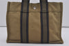 Authentic HERMES Deauville PM Hand Tote Bag Purse Canvas Khaki Green 3700I