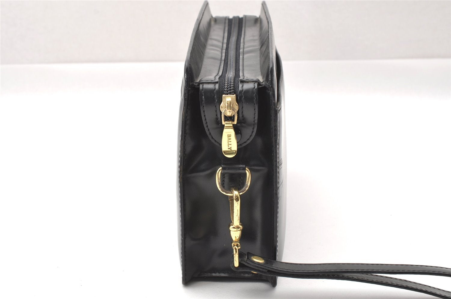 Authentic BALLY Vintage Leather Clutch Hand Bag Purse Black 3708I