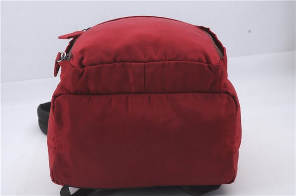 Authentic PRADA Nylon Leather Backpack Red 3710D