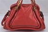 Authentic Chloe Paraty 2Way Shoulder Hand Bag Leather Red 3714F