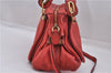 Authentic Chloe Paraty 2Way Shoulder Hand Bag Leather Red 3714F