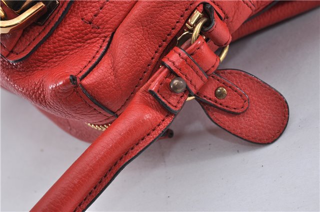 Authentic Chloe Paraty 2Way Shoulder Hand Bag Leather Red 3714F