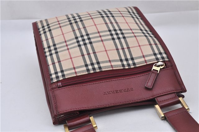 Authentic BURBERRY Nova Check Canvas Leather Shoulder Cross Bag Beige 3715F