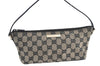 Authentic GUCCI Hand Bag Pouch Purse GG Canvas Leather 0391103 Navy Blue 3717C