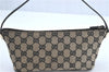Authentic GUCCI Hand Bag Pouch Purse GG Canvas Leather 0391103 Navy Blue 3717C