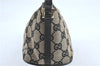 Authentic GUCCI Hand Bag Pouch Purse GG Canvas Leather 0391103 Navy Blue 3717C