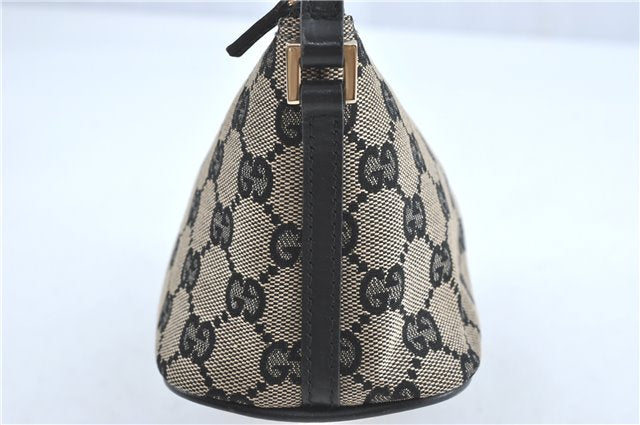 Authentic GUCCI Hand Bag Pouch Purse GG Canvas Leather 0391103 Navy Blue 3717C