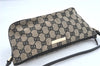 Authentic GUCCI Hand Bag Pouch Purse GG Canvas Leather 0391103 Navy Blue 3717C