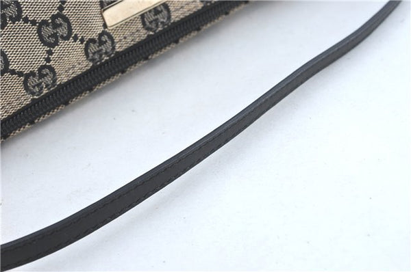 Authentic GUCCI Hand Bag Pouch Purse GG Canvas Leather 0391103 Navy Blue 3717C