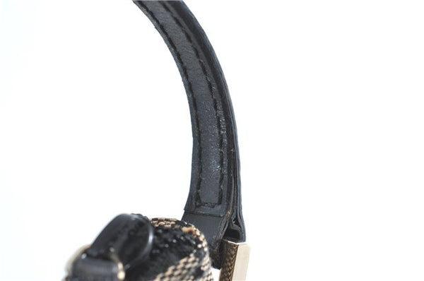 Authentic GUCCI Hand Bag Pouch Purse GG Canvas Leather 0391103 Navy Blue 3717C