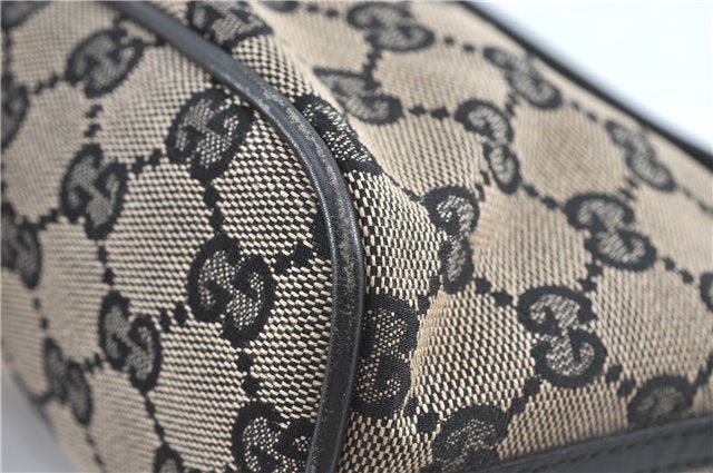 Authentic GUCCI Hand Bag Pouch Purse GG Canvas Leather 0391103 Navy Blue 3717C