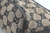 Authentic GUCCI Hand Bag Pouch Purse GG Canvas Leather 0391103 Navy Blue 3717C