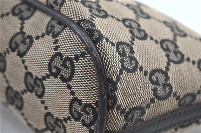 Authentic GUCCI Hand Bag Pouch Purse GG Canvas Leather 0391103 Navy Blue 3717C