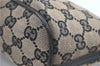 Authentic GUCCI Hand Bag Pouch Purse GG Canvas Leather 0391103 Navy Blue 3717C